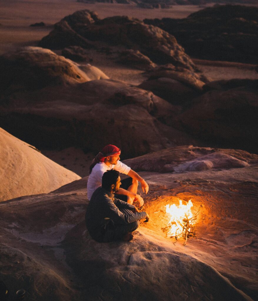 Men Sitting by the Fire on a Desert